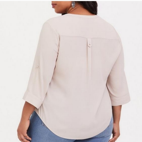 Torrid Blush Pink Harper Georgette Pullover 3/4 Sleeve Blouse Womens Size L (00) - Picture 9 of 12